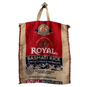 Royal Basmati Rice India Burlap Zippered Tote Bag